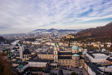 Fototapeta na wymiar Standing on a small hill, Salzburg , Austria