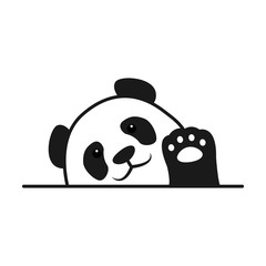 Baby panda waving paw cartoon, vector illustration - obrazy, fototapety, plakaty
