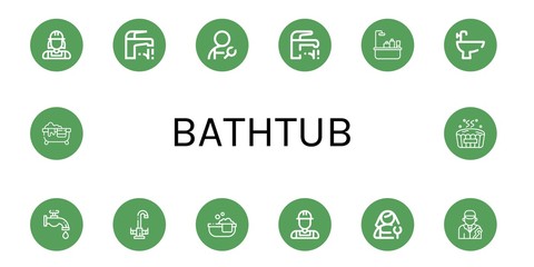 bathtub icon set