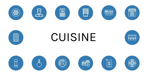 cuisine simple icons set