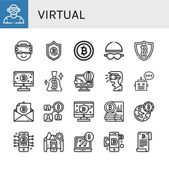 Set of virtual icons