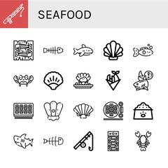 seafood simple icons set