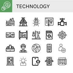 technology simple icons set