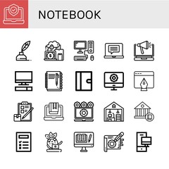 notebook simple icons set