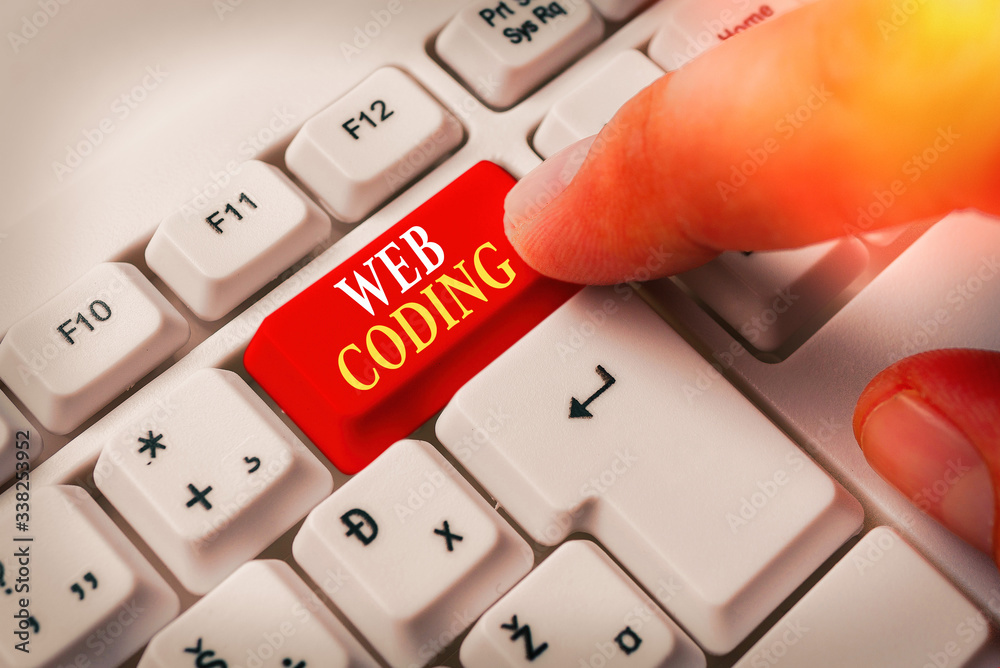 Aufkleber conceptual hand writing showing web coding. concept meaning work involved in developing a web site f