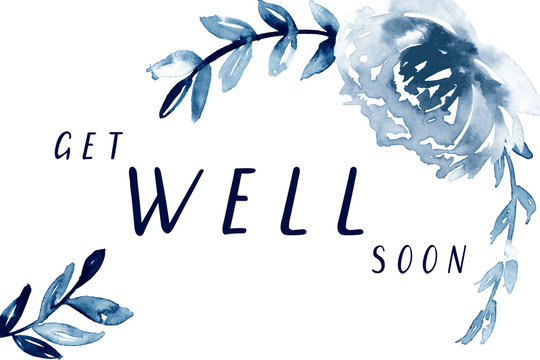 Get well soon card printable.  Hand painted watercolor get-well note.