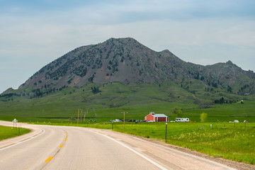 A long way down the road of Bear Butte State Park, South Dakota