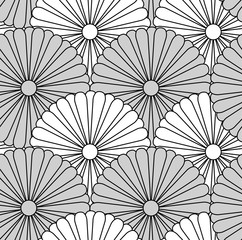 Monochrome Beautiful Chrysanthemum crest Japanese style pattern