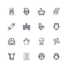 Editable 16 restroom icons for web and mobile