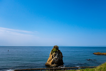 横須賀,秋谷　立石海岸の岩と海の景色
