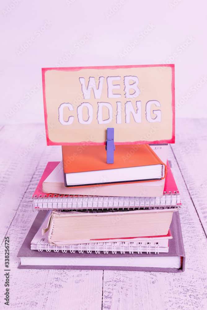  handwriting text writing web coding. conceptual photo work involved in developing a web site for the