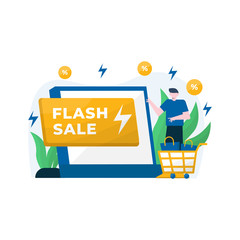 flash sale promos, discounts and purchase bonuses vector illustration, suitable for landing page, ui, website, mobile app, editorial, poster, flyer, article, and banner