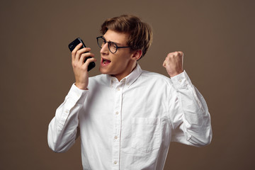 Naklejka premium portrait of a young man with headphones