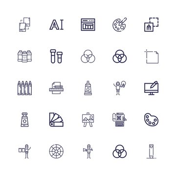 Editable 25 palette icons for web and mobile