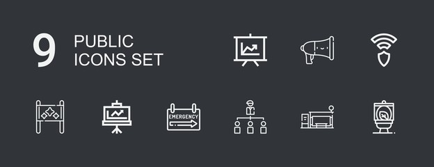 Editable 9 public icons for web and mobile