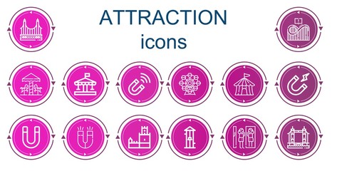 Editable 14 attraction icons for web and mobile