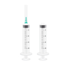 Medical shot syringe for vaccines. Mock up. Vector