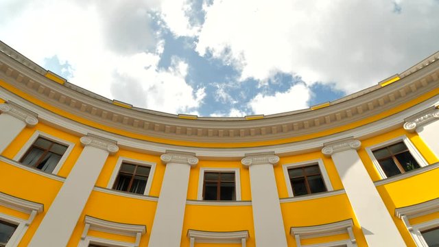 Architectural monument of yellow color in Odessa, Ukraine.