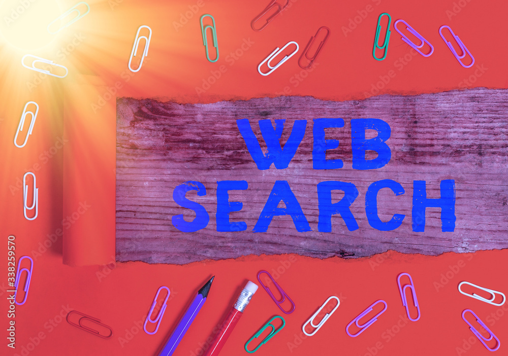 Poster handwriting text web search. conceptual photo software system designed to search for information on 