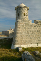 Sentry tower at El Morro Fort, Castillo del Morro, in Havana, Cuba