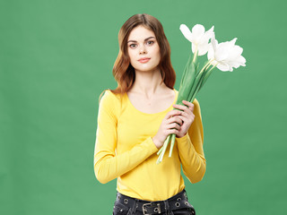 young woman with flower