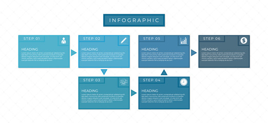 Fototapeta na wymiar Infographic square shape plan work step to success for business