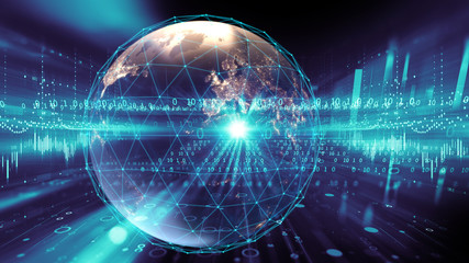 3d rendering of earth futuristic technology