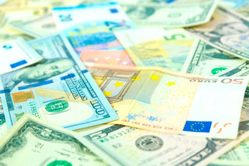 Money euro, dollar, USA, Hong Kong, China, currency exchange concept
