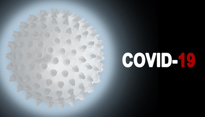 Glowing Covid-19 Coronavirus Cell Against Black Background