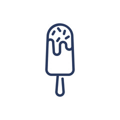 Ice cream bar with waffle cone thin line icon. Glaze, stick, popsicle isolated outline sign. Food and dessert concept. Vector illustration symbol element for web design and apps