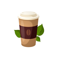 Dairy-free vegan coffee to go. Vector illustration cartoon flat icon isolated on white.