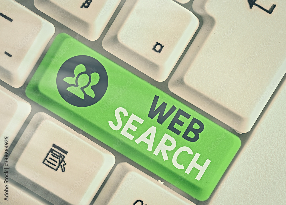 Poster conceptual hand writing showing web search. concept meaning software system designed to search for i