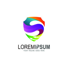 S logo and shield design template, Colorful icons, 3d logo