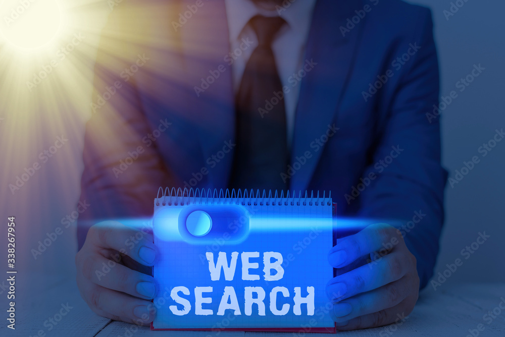 Poster conceptual hand writing showing web search. concept meaning software system designed to search for i