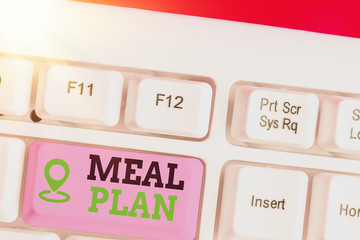 Writing note showing Meal Plan. Business concept for arrangement scheme of what are going to eat...