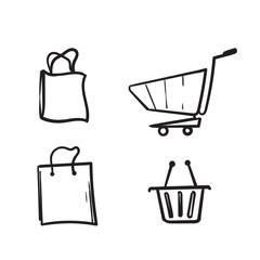 doodle Set of shopping cart icons. Collection of web icons for online store, from various cart icons in various shapes.vector