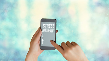 Conceptual hand writing showing Stress Management. Concept meaning method of limiting stress and its effects by learning ways