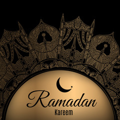 Ramadan Kareem or Mubarak, Ramadan Kareem beautiful greeting card with a mandala, invitation, poster, banner, card for the celebration of the Muslim community festival