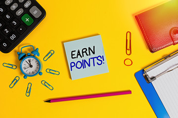 Text sign showing Earn Points. Business photo text collecting scores in order qualify to win big...