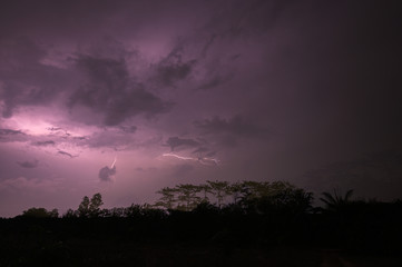 Obraz na płótnie Canvas View of lightning in the sky at night