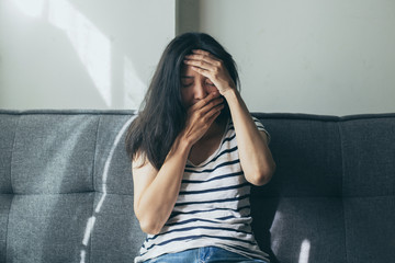 sad serious woman.depressed emotion panic attacks alone young people fear stressful.crying begging help.stop abusing domestic violence,person with health anxiety, bad frustrated exhausted feeling down