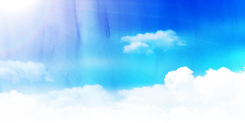 空　水彩　和紙　背景