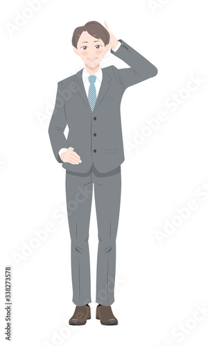 照れる ポーズ ビジネス スーツ 男性 全身 Adviser Wall Mural Advis ムッちゃんパパ