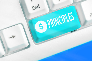 Handwriting text Principles. Conceptual photo fundamental truth that serves as the base for a...