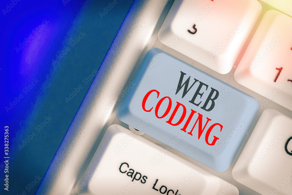  text sign showing web coding. business photo showcasing work involved in developing a web site for t