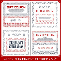 Vector set of calligraphic design elements and page decor.