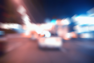blurred abstract city / bokeh car lights background in night city, traffic jams, highway, night life