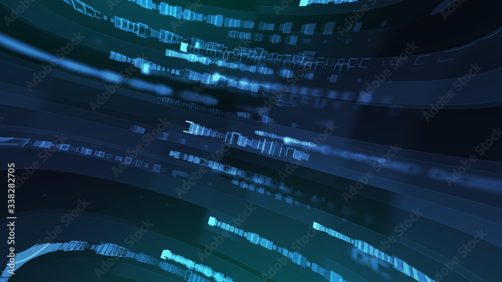 Aufkleber big data visualization, grid data driven technology futuristic digital background Social network or business analytics representation