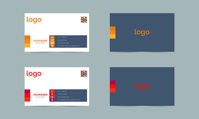This is Minimalist Business Card Design Red and Yellow Color Template and Vector Illustration