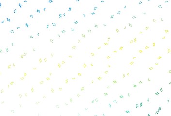 Light Blue, Yellow vector template with musical symbols.